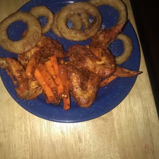 Mississippi burning wings and onion rings!!! PERFECT!!!