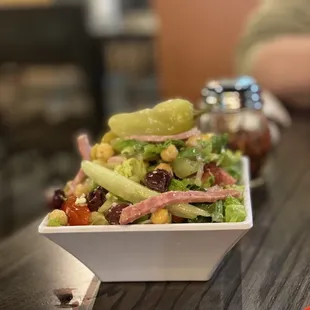 $4.99 Antipasto Salad made with love by a sweet young lady!   Big enough for two to share!