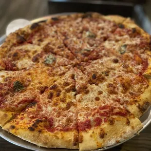 a close up of a pizza