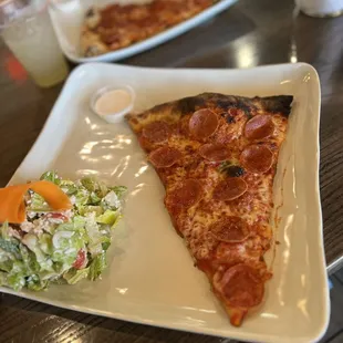 monster slice of pepperoni and garden salad