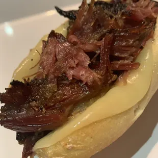 a meat and cheese sandwich