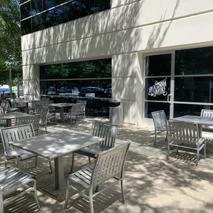 tables and chairs outside