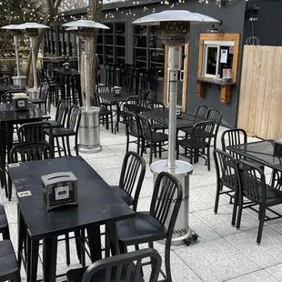 tables and chairs outside
