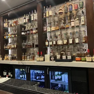 bottles of liquor on shelves