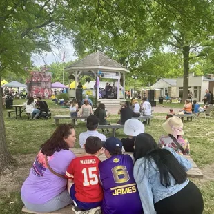 150 year old bandstand underneath the cooling shade trees