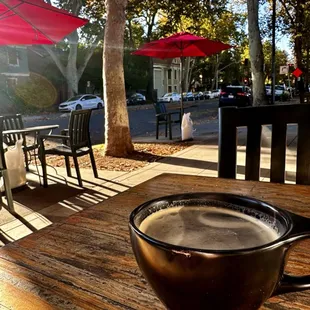 Coffee on table outside