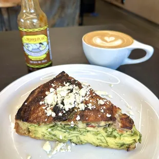 Veggie quiche was so big and delicious! Latte was good too!