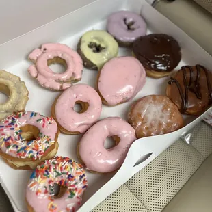 Dozen assorted $15 have blueberry, birthday cake, jelly filled, strawberry etc so many to choose from.