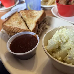 Pulled pork plate with potato salad