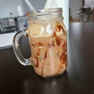 a glass of iced coffee