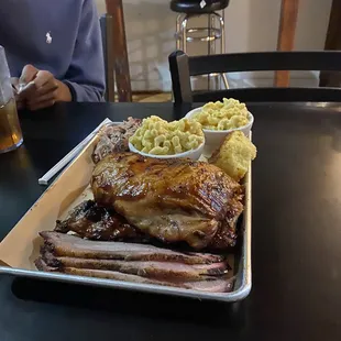 a plate of ribs and sides