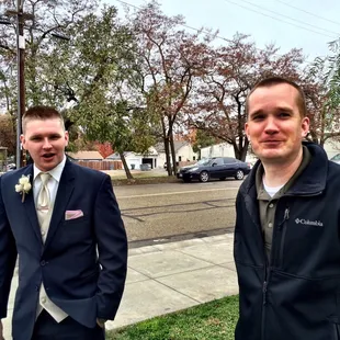 The Groom and my Husband (they used to look like twins!)