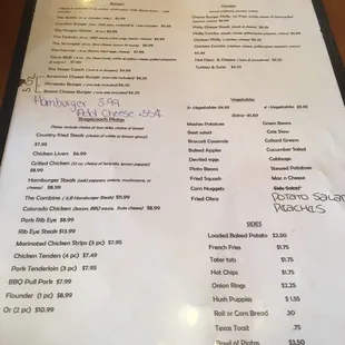 Burgers, wings, veggie platter, specials, sandwiches.