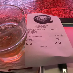 My 10.50 Woodford Reserve Manhattan with fruit fly buddy on the 10.50 told him to show you the price :)