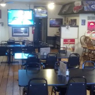 tables and chairs in a restaurant