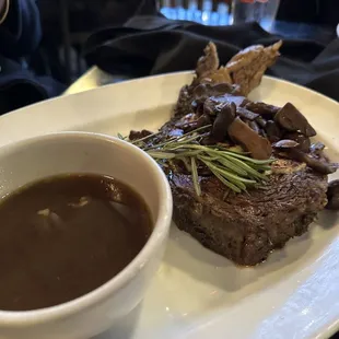 Old Stone Slow Roasted Prime Rib with mushroom Asiago