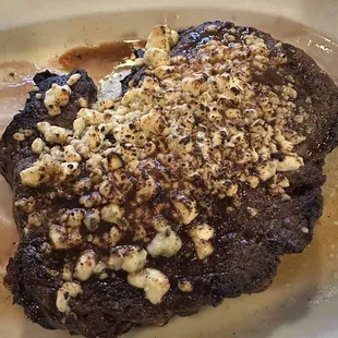 Ribeye Blue Cheese Encrusted and Cajun (no bacon)