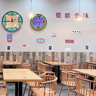 tables and chairs in a restaurant