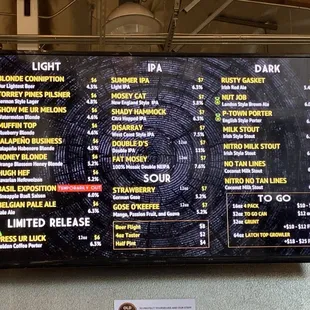 Beer Menu  Wide variety of beers!