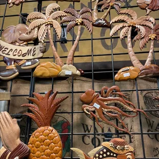 a variety of hand carved items