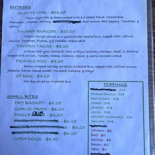 The current menu which wasn't here before apparently.  You need to check on hot dog availability apparently though.