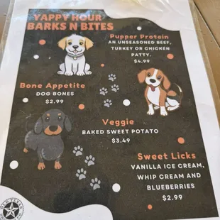 Dog menu