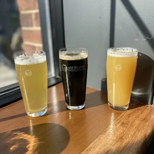 three glasses of beer