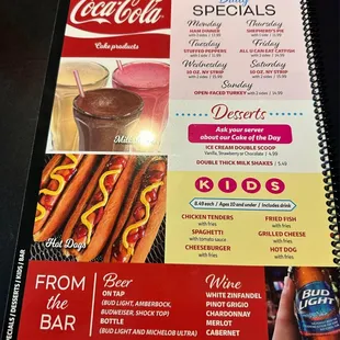 Daily Specials, Desserts, &amp; Drinks