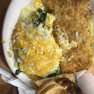 Spinach &amp; mushroom omelette with cheddar