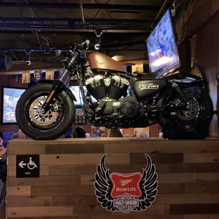 a motorcycle on display