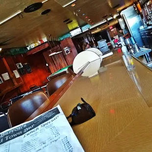 empty bar counter and menu