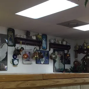 a variety of items displayed on the wall