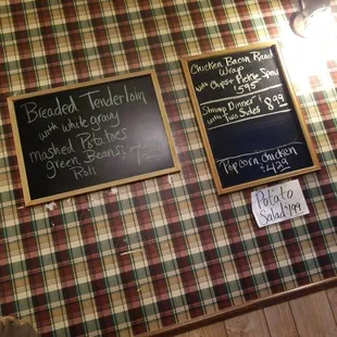 menus on the wall