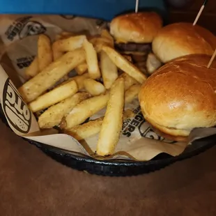 Sliders and fries