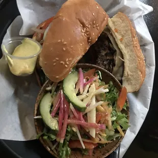 Mushroom Swiss burger was delicious as well as their house vinaigrette side salad