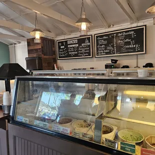 a display of ice cream and frozen yogurt