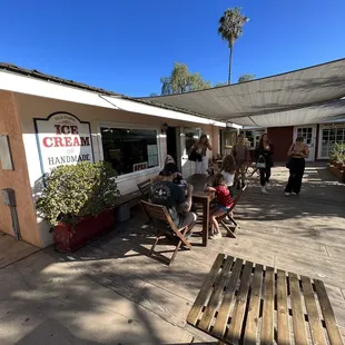 people eating outside