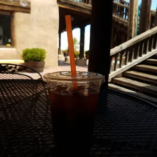 Sitting on the back patio is peaceful, and the coffee is delish!