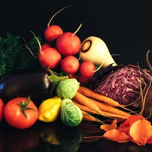 a still life of vegetables