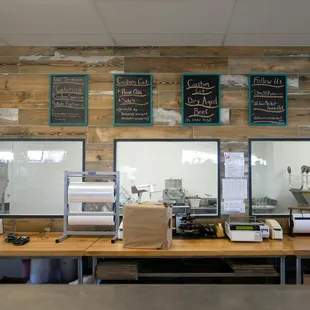 a counter with a variety of items