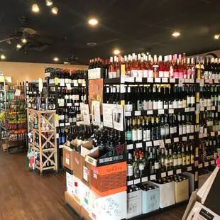 Wine selection and front of store.