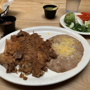 Carnitas with beans for one person. You can order for two