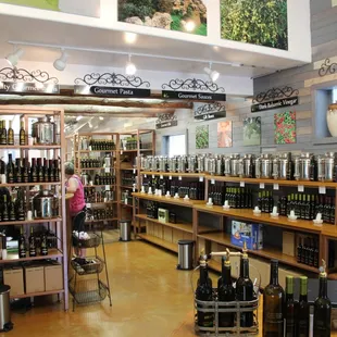 a woman in a wine shop