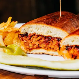 a chicken sandwich and french fries