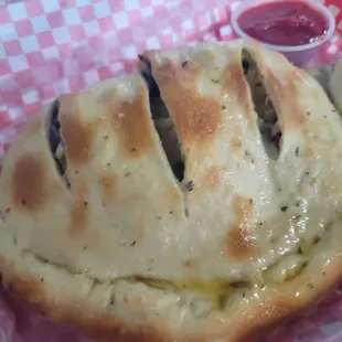 Old Town Calzone -like a deluxe pizza with lots of toppings