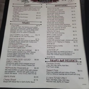 menu