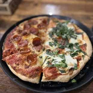 Half pepperoni and half margarita