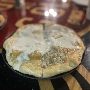 Dessert pizza !! Half of it has apple so good !!