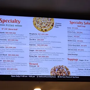 Menu as of October 2024