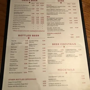 menu